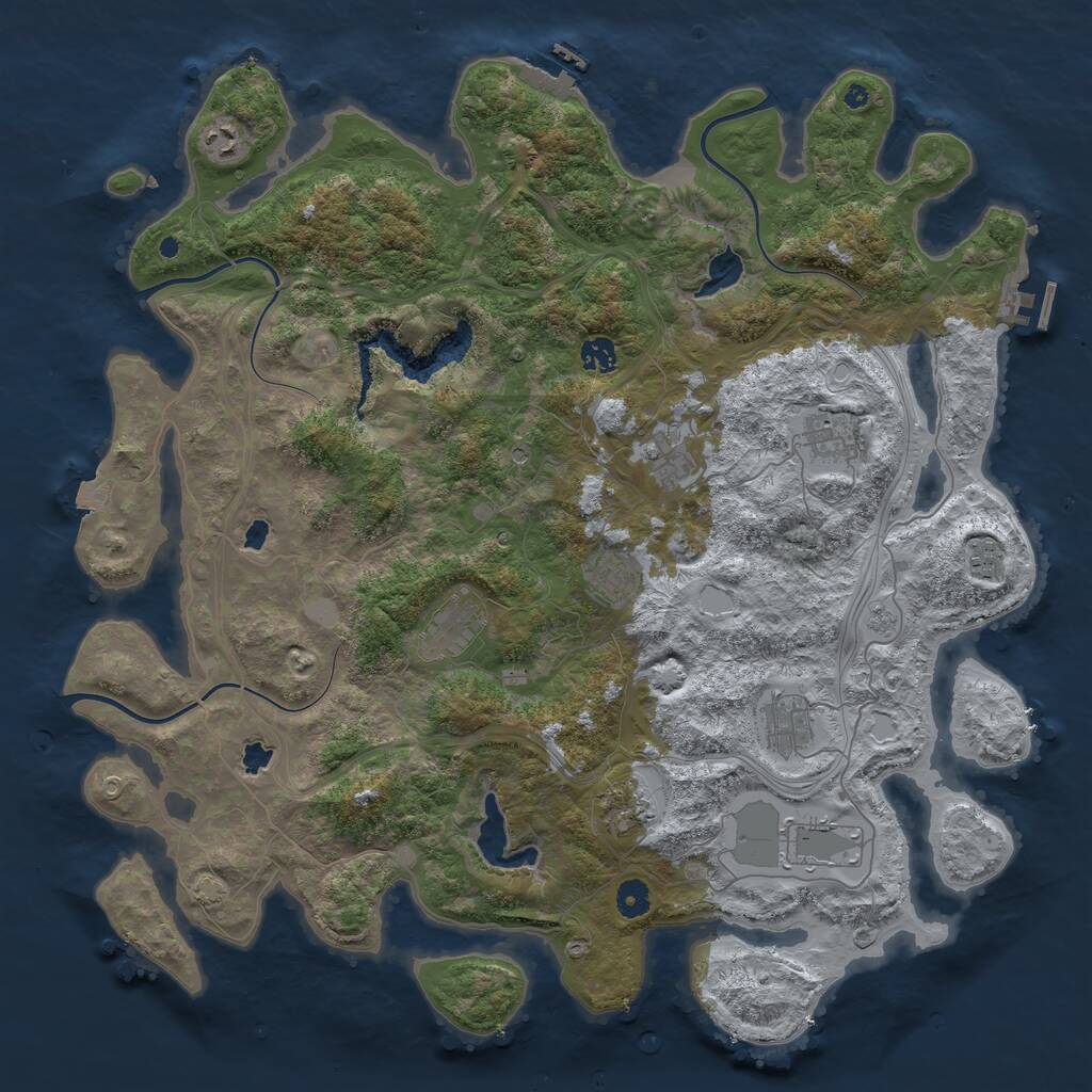 Rust Map: Procedural Map, Size: 4500, Seed: 716784718, 16 Monuments