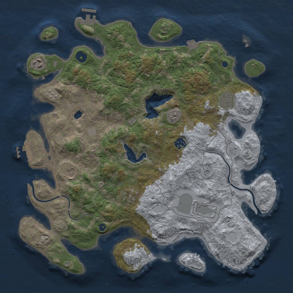Rust Map: Procedural Map, Size: 4000, Seed: 550556392, 13 Monuments