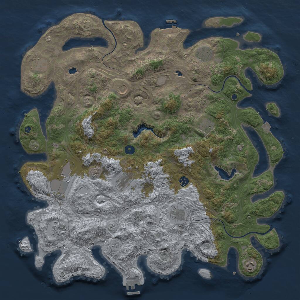 Rust Map: Procedural Map, Size: 4600, Seed: 1469574489, 17 Monuments