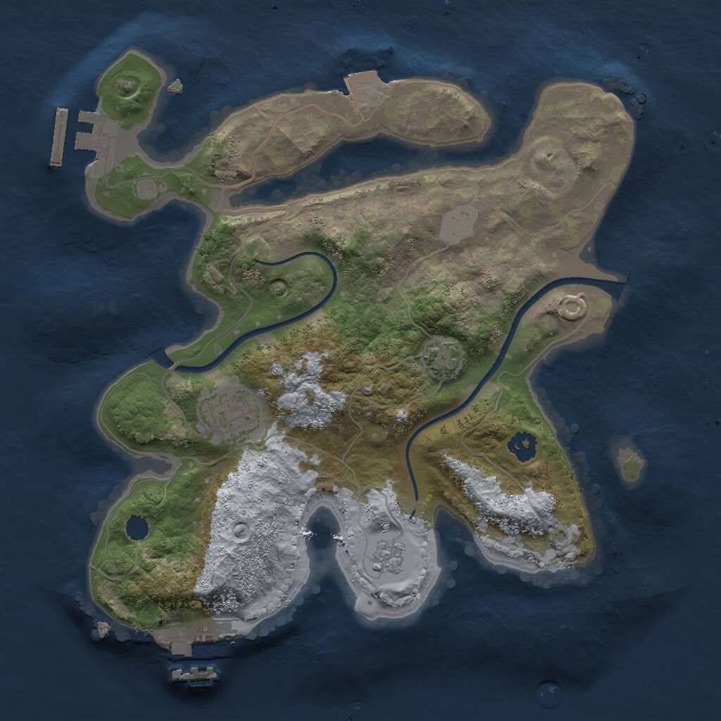 Rust Map: Procedural Map, Size: 2500, Seed: 927874779, 6 Monuments