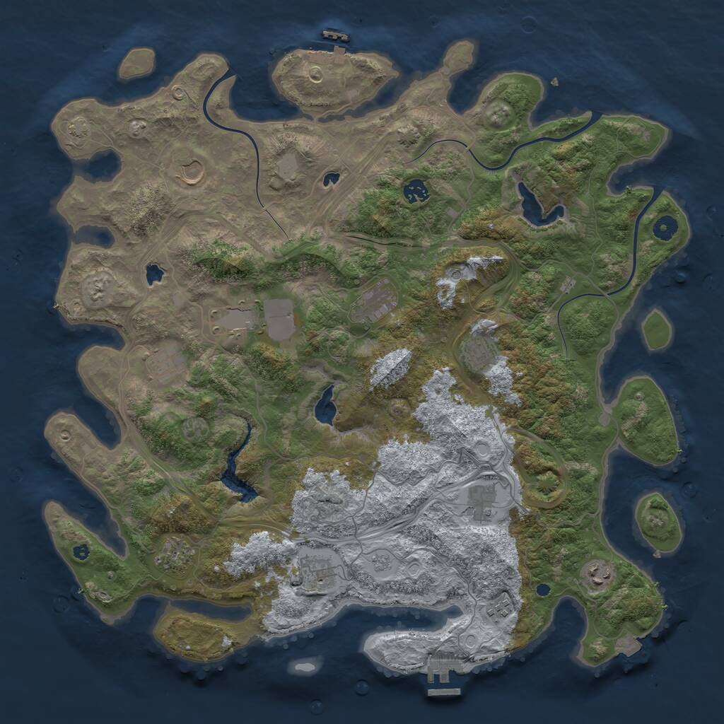 Rust Map: Procedural Map, Size: 4500, Seed: 1263269301, 17 Monuments