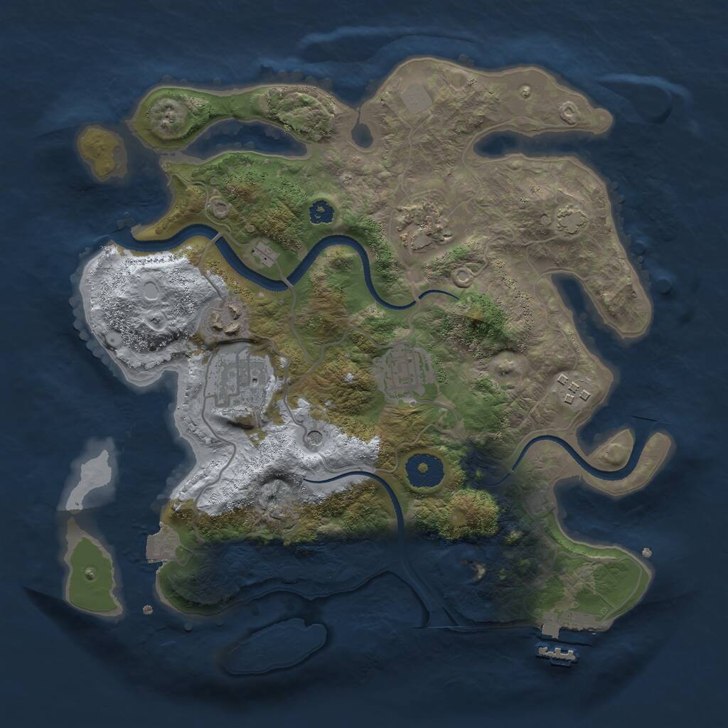 Rust Map: Procedural Map, Size: 3000, Seed: 32119, 9 Monuments