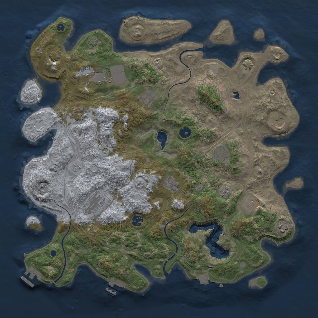 Rust Map: Procedural Map, Size: 4250, Seed: 6173, 17 Monuments