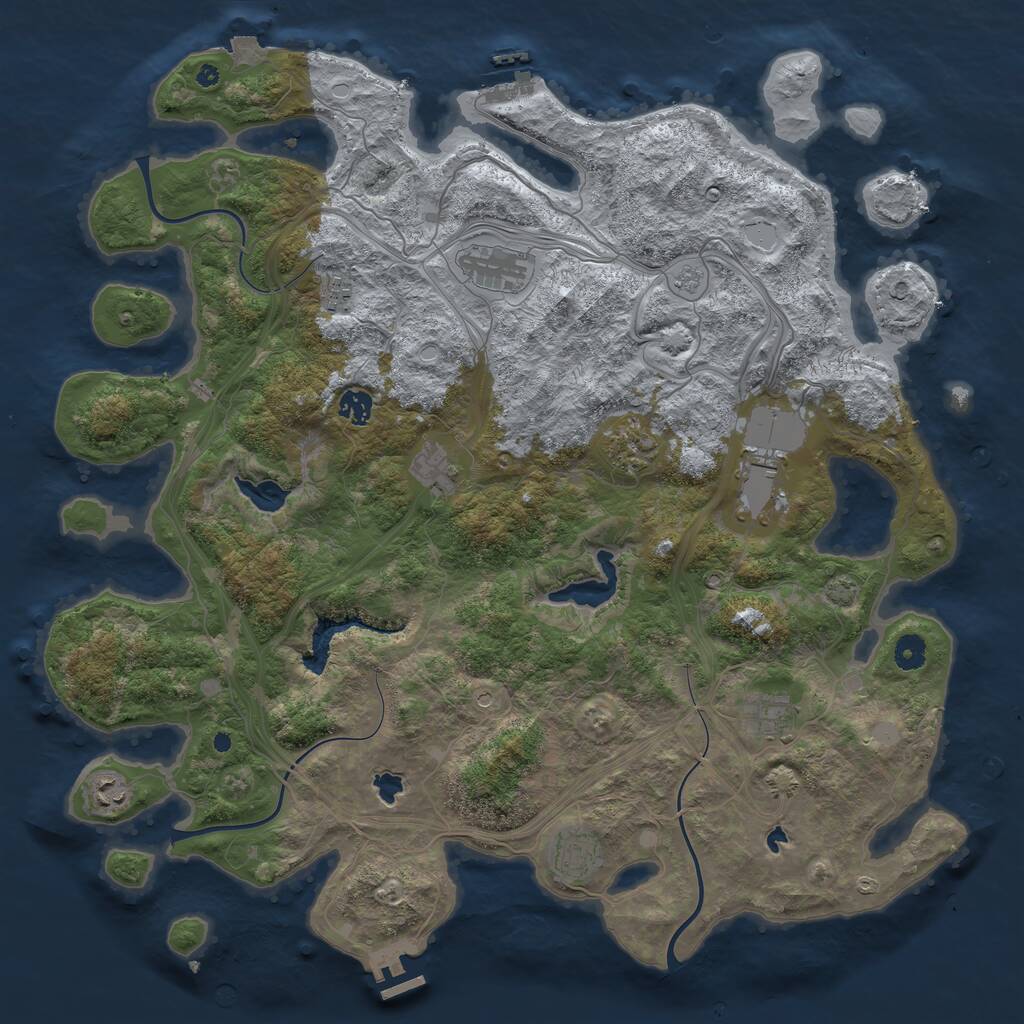 Rust Map: Procedural Map, Size: 4500, Seed: 1624725015, 15 Monuments