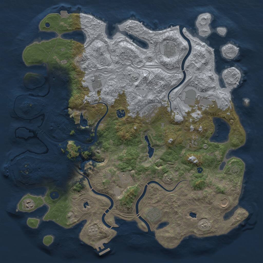Rust Map: Procedural Map, Size: 4500, Seed: 1624725015, 17 Monuments