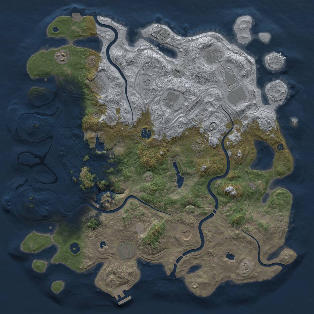Rust Map: Procedural Map, Size: 4500, Seed: 1624725015, 16 Monuments
