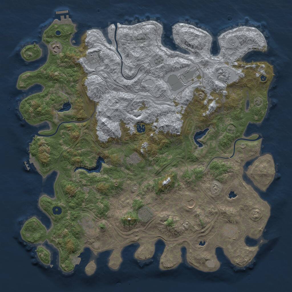 Rust Map: Procedural Map, Size: 4800, Seed: 354549054, 17 Monuments