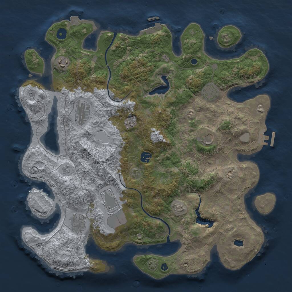 Rust Map: Procedural Map, Size: 4000, Seed: 642998765, 14 Monuments