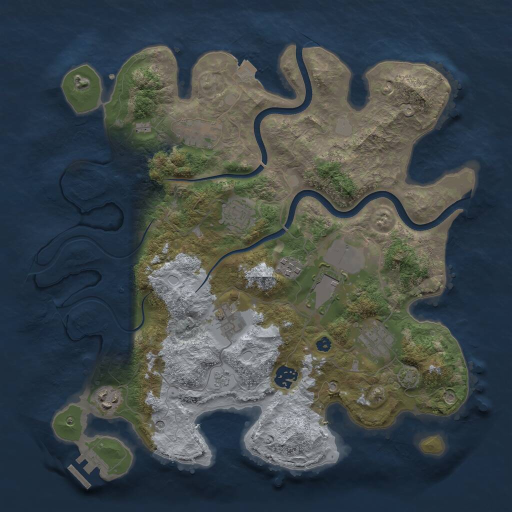 Rust Map: Procedural Map, Size: 3500, Seed: 371655916, 13 Monuments