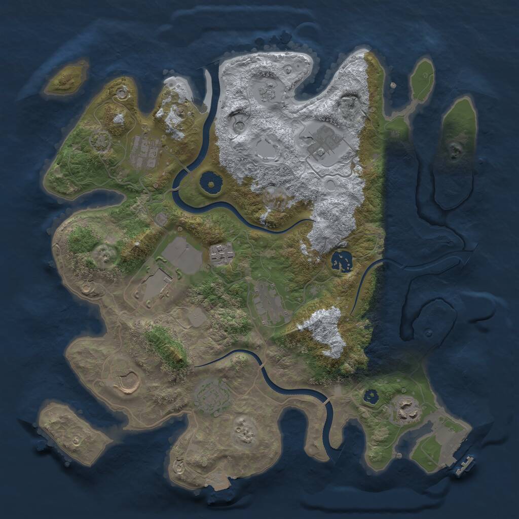 Rust Map: Procedural Map, Size: 3500, Seed: 38957, 14 Monuments