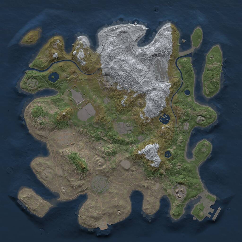 Rust Map: Procedural Map, Size: 3500, Seed: 38957, 12 Monuments