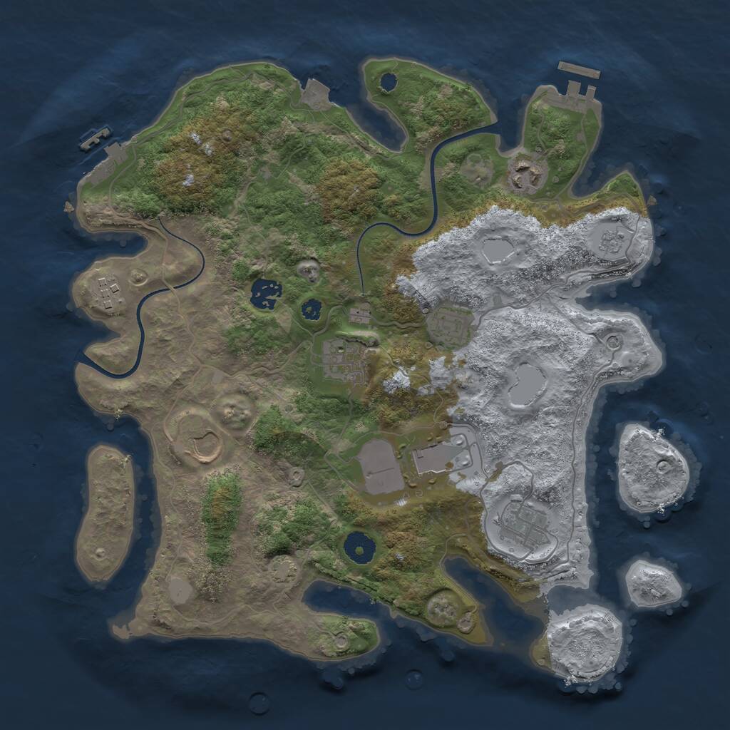 Rust Map: Procedural Map, Size: 3500, Seed: 8949599, 14 Monuments