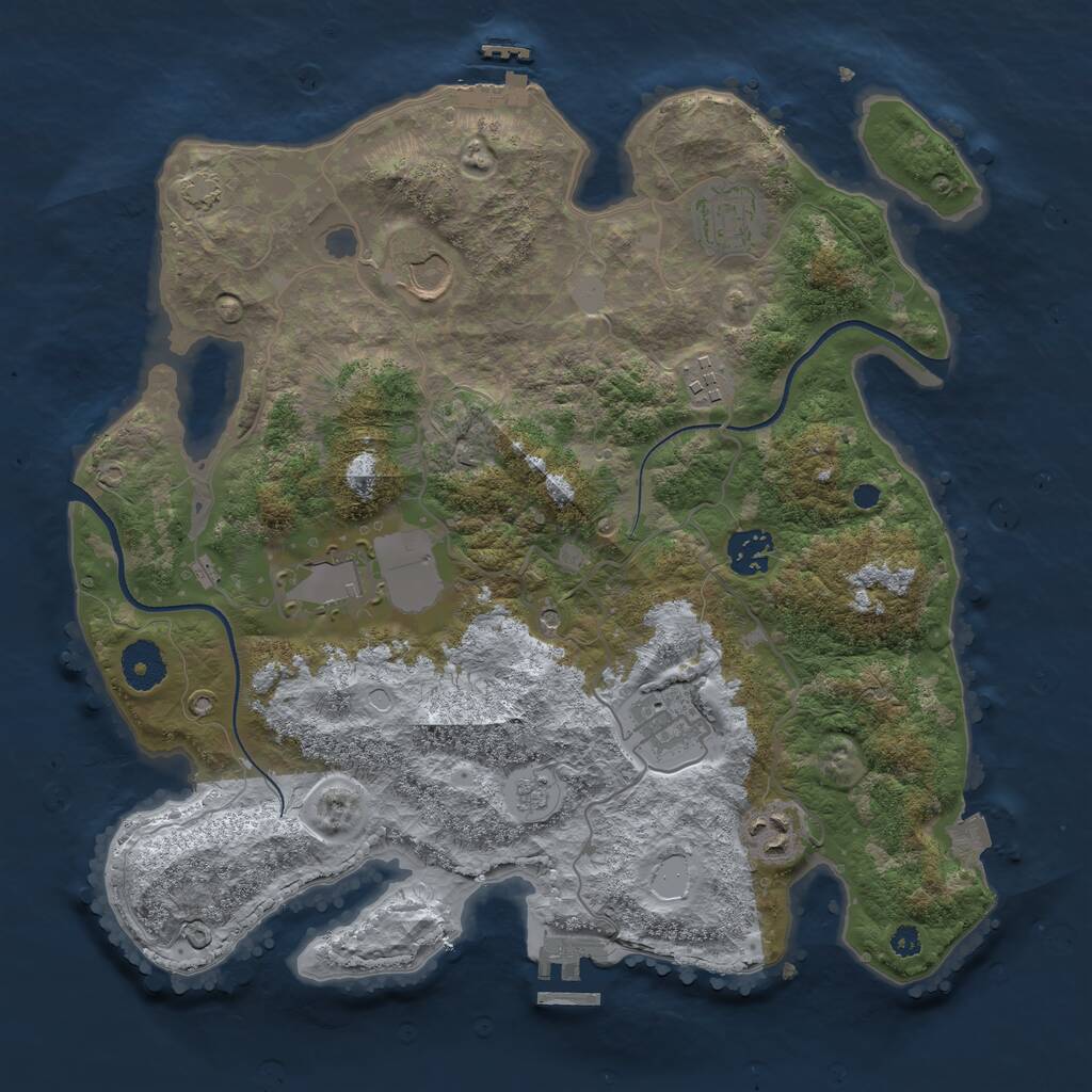 Rust Map: Procedural Map, Size: 3500, Seed: 972621402, 13 Monuments