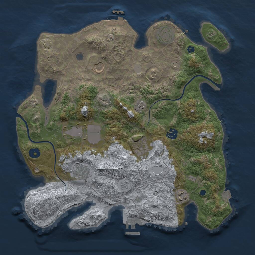 Rust Map: Procedural Map, Size: 3500, Seed: 972621402, 14 Monuments