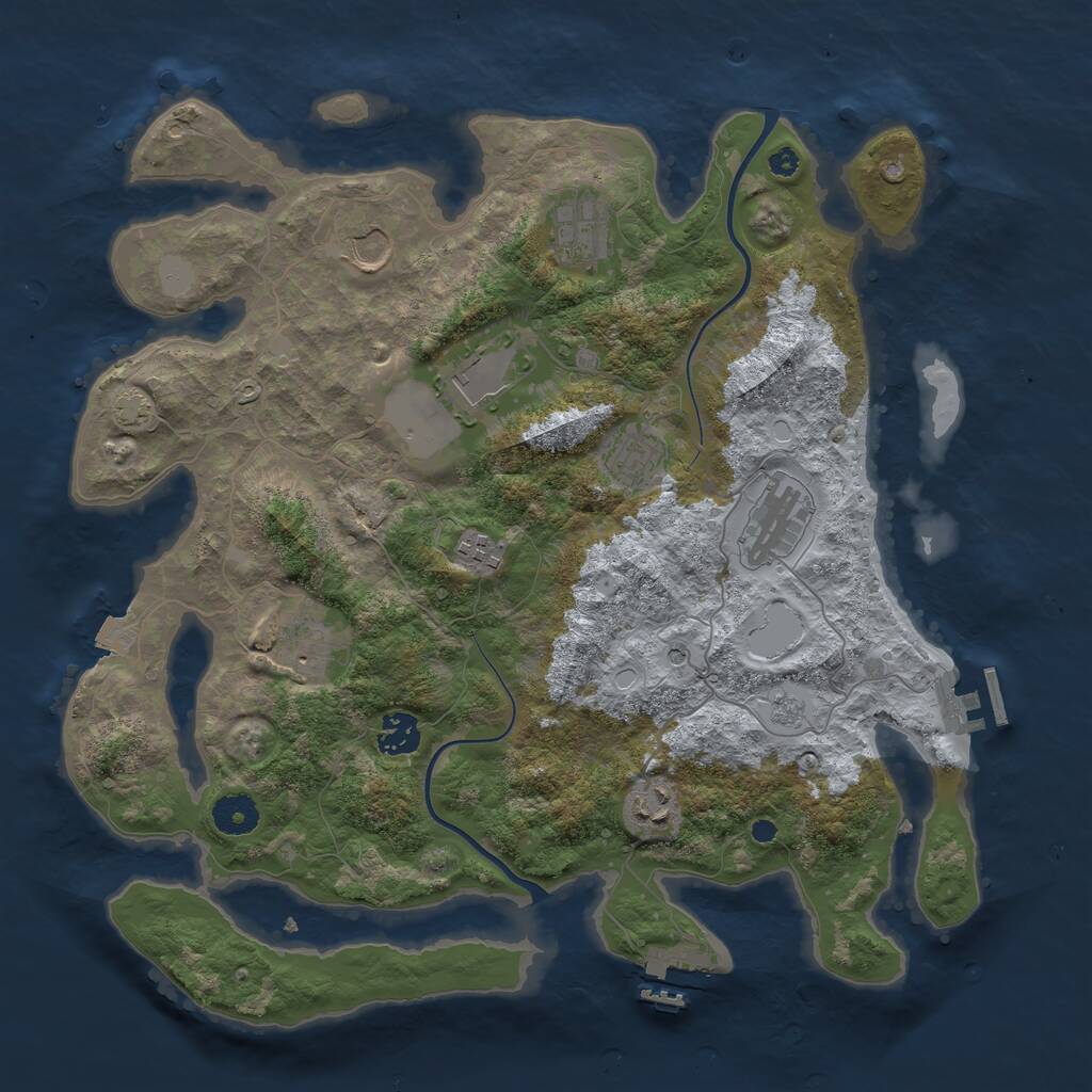 Rust Map: Procedural Map, Size: 3750, Seed: 2087701978, 15 Monuments