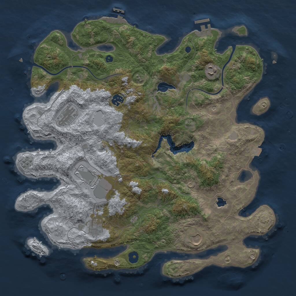 Rust Map: Procedural Map, Size: 4000, Seed: 284808, 13 Monuments