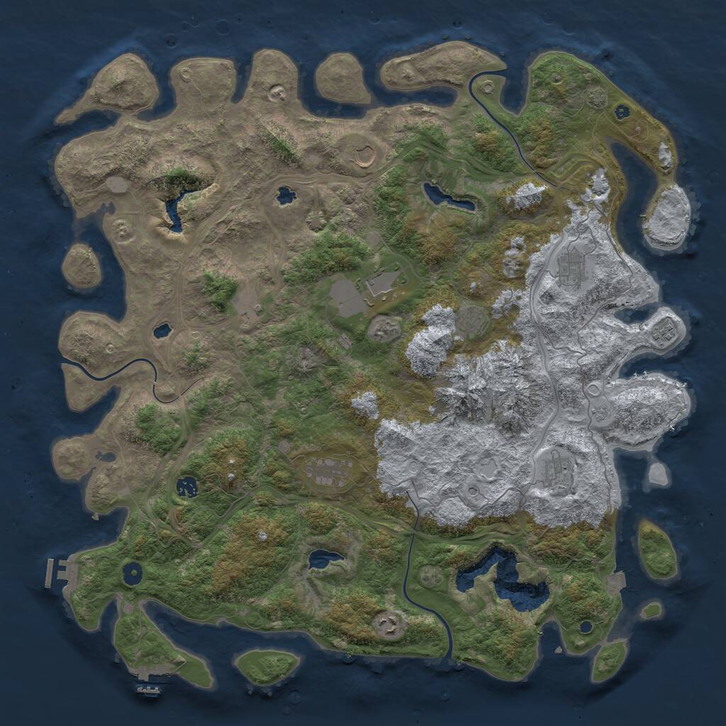 Rust Map: Procedural Map, Size: 5000, Seed: 922224238, 16 Monuments