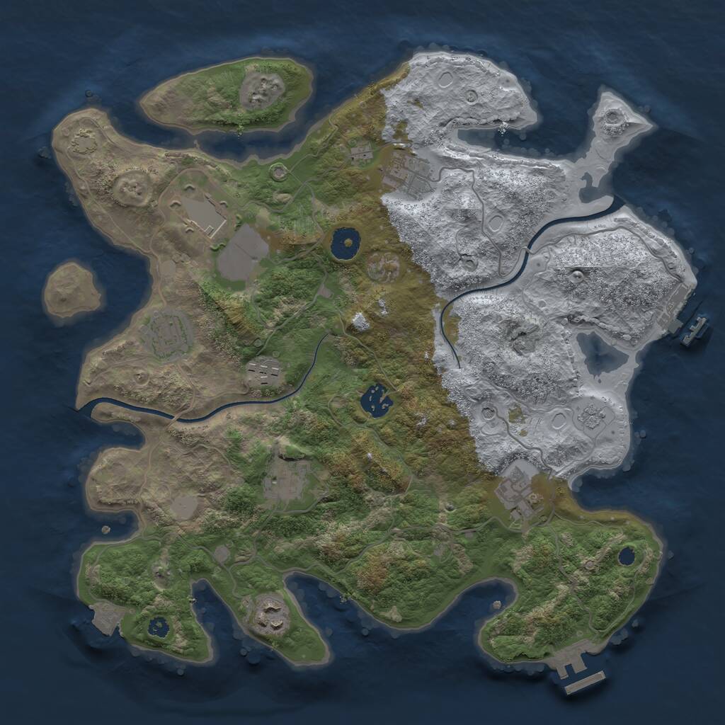 Rust Map: Procedural Map, Size: 3500, Seed: 43991137, 14 Monuments