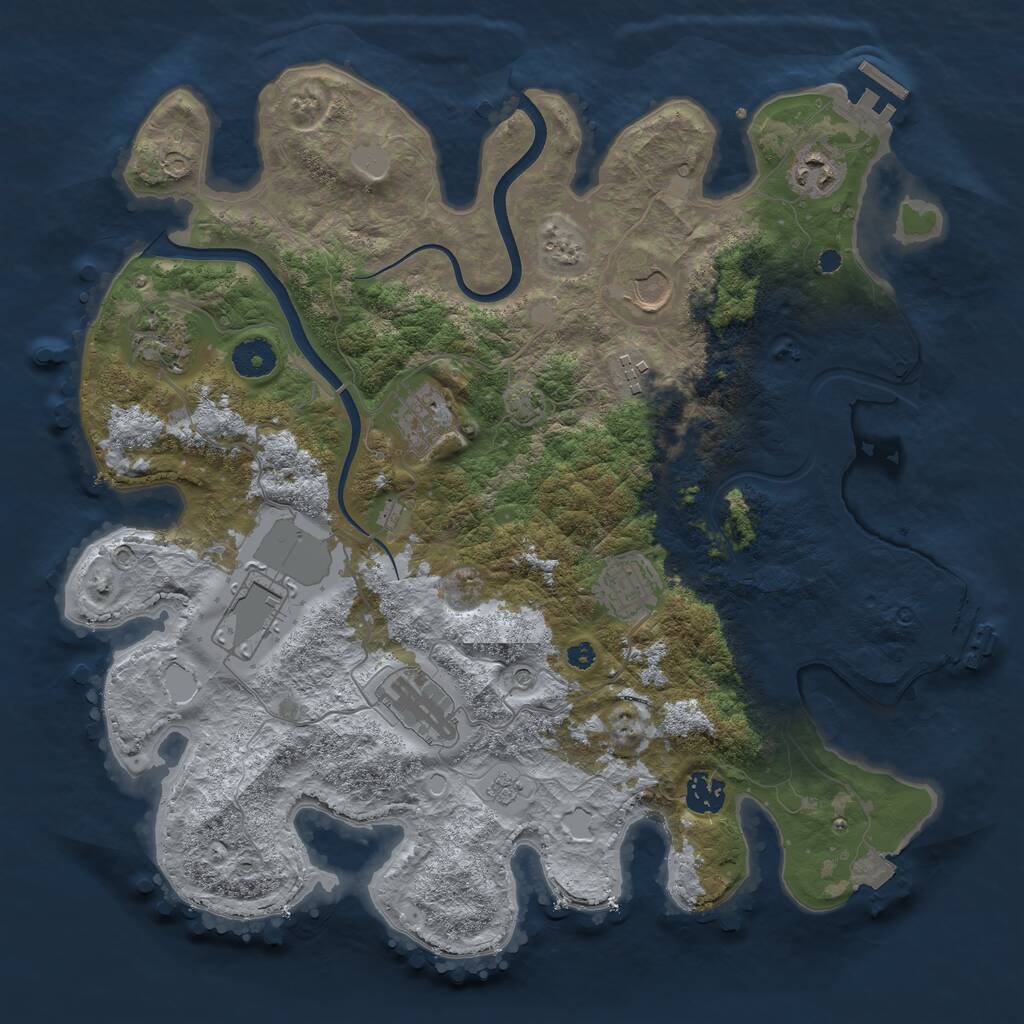 Rust Map: Procedural Map, Size: 3750, Seed: 780312795, 15 Monuments