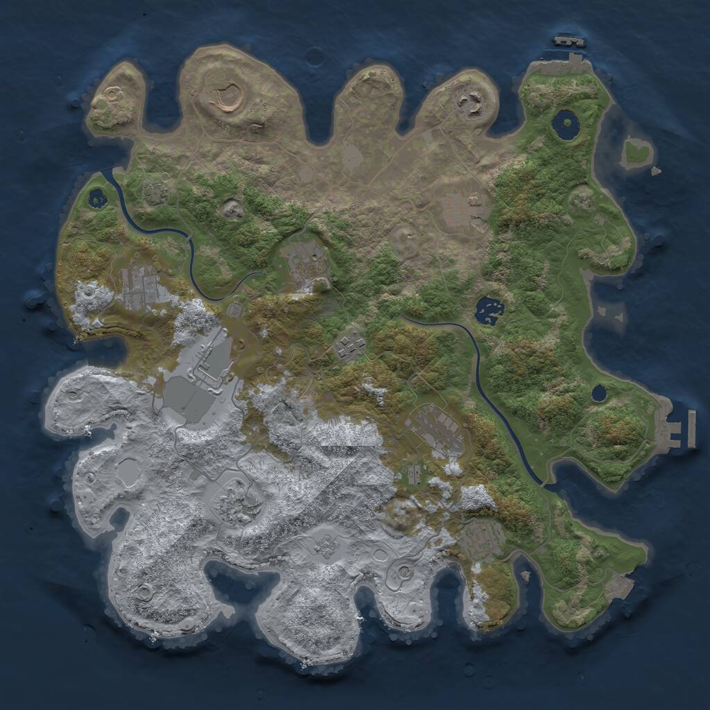 Rust Map: Procedural Map, Size: 3750, Seed: 780312795, 17 Monuments