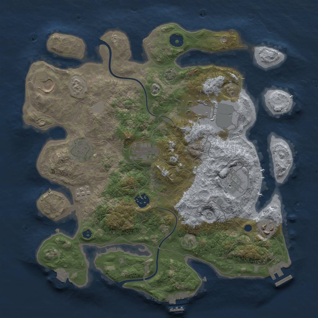 Rust Map: Procedural Map, Size: 3500, Seed: 241031771, 13 Monuments