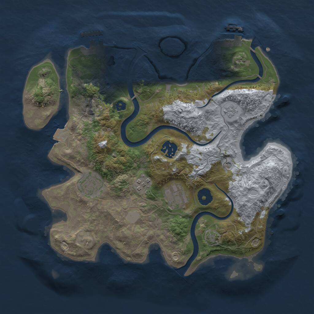 Rust Map: Procedural Map, Size: 3000, Seed: 667999468, 10 Monuments