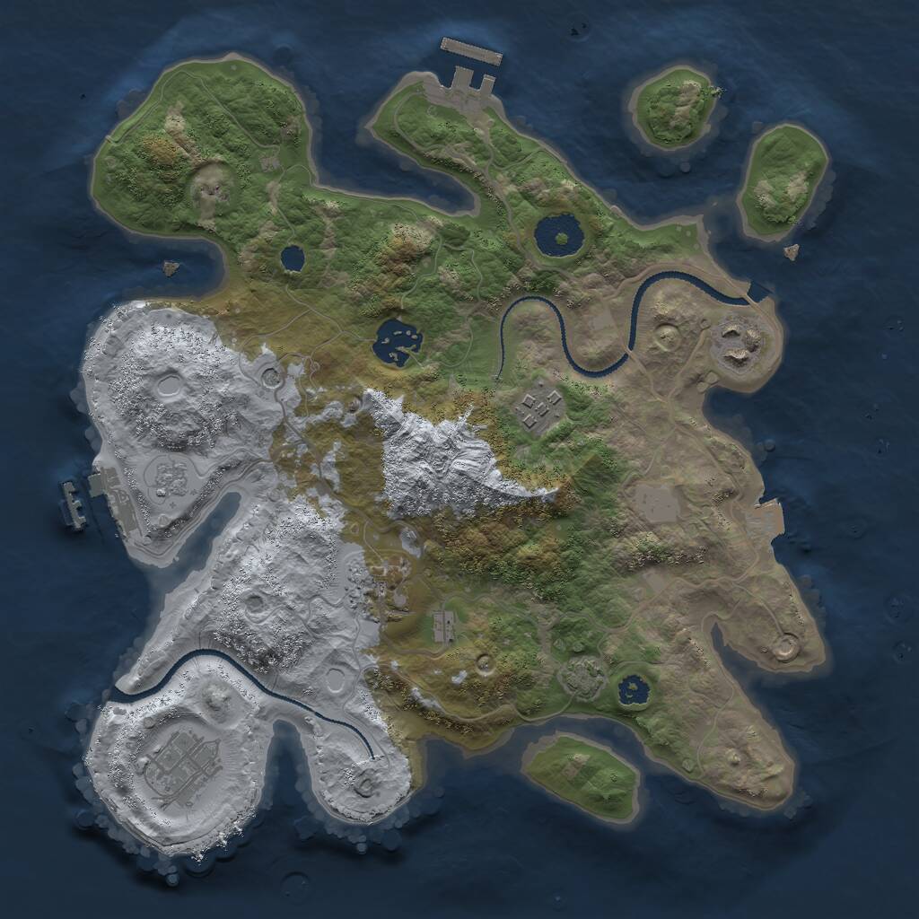 Rust Map: Procedural Map, Size: 3000, Seed: 14444, 11 Monuments