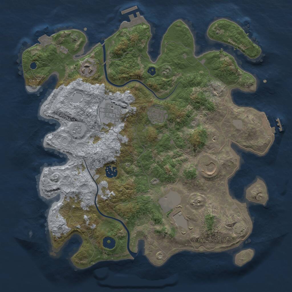 Rust Map: Procedural Map, Size: 3500, Seed: 5790879, 12 Monuments