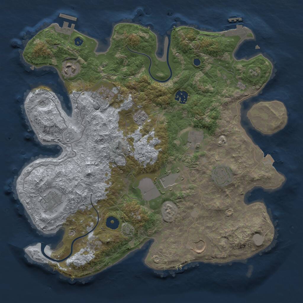 Rust Map: Procedural Map, Size: 3500, Seed: 491604100, 15 Monuments