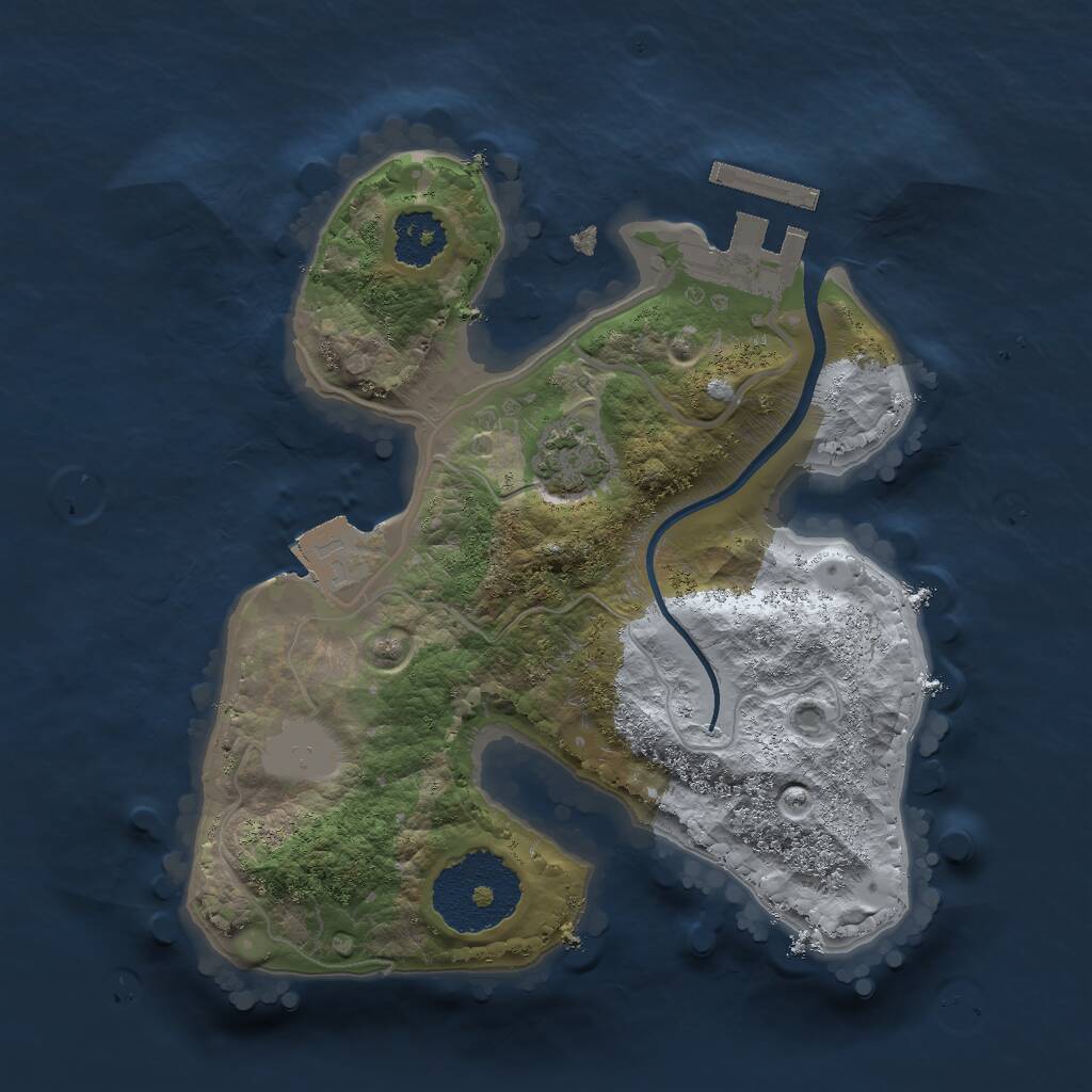 Rust Map: Procedural Map, Size: 2000, Seed: 2222222, 3 Monuments