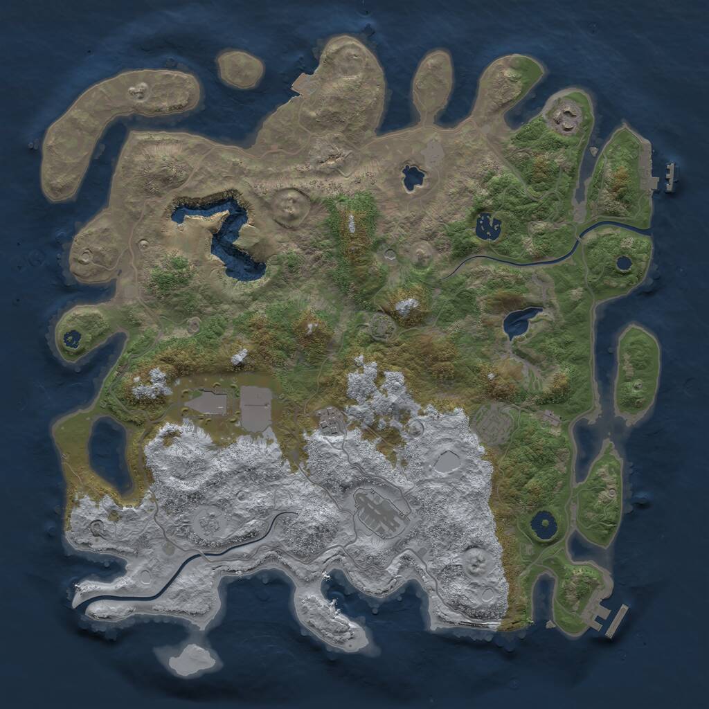 Rust Map: Procedural Map, Size: 4000, Seed: 1095841524, 12 Monuments