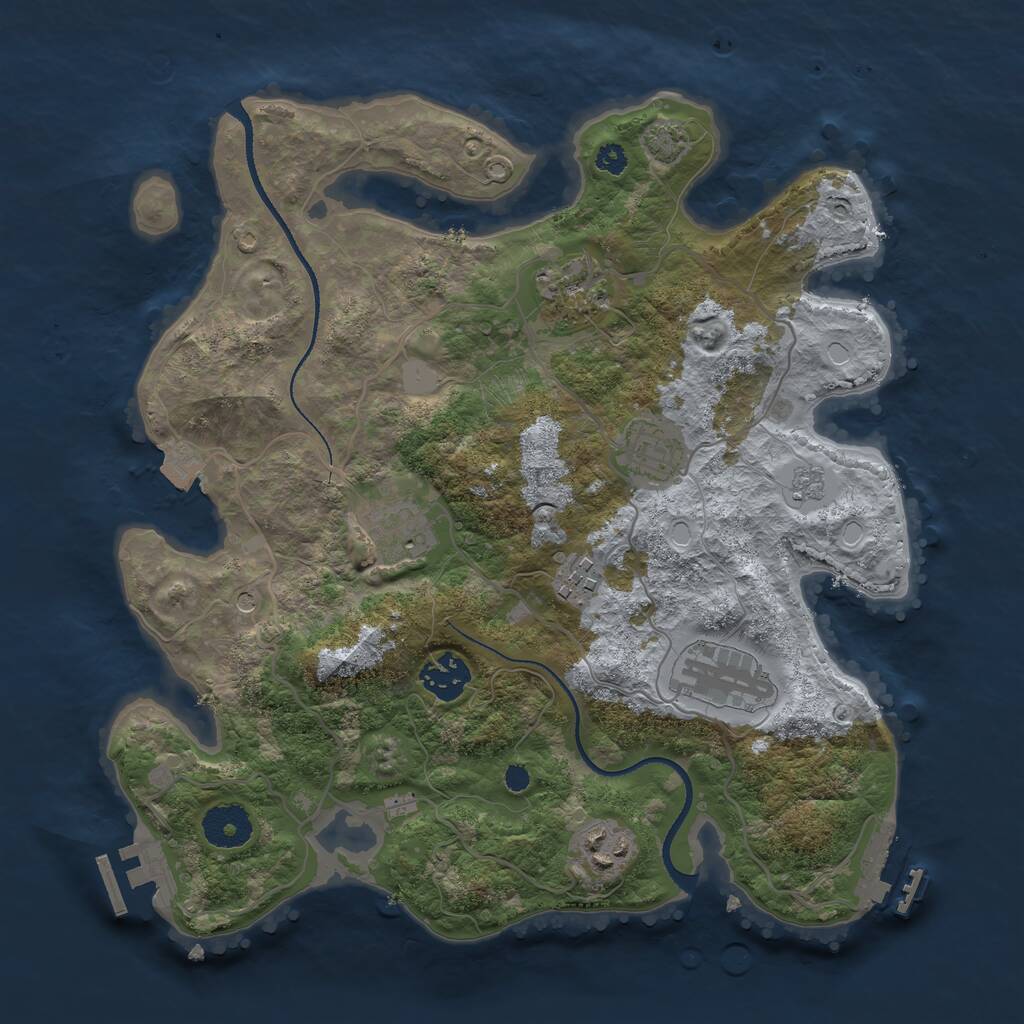 Rust Map: Procedural Map, Size: 3300, Seed: 129797045, 13 Monuments