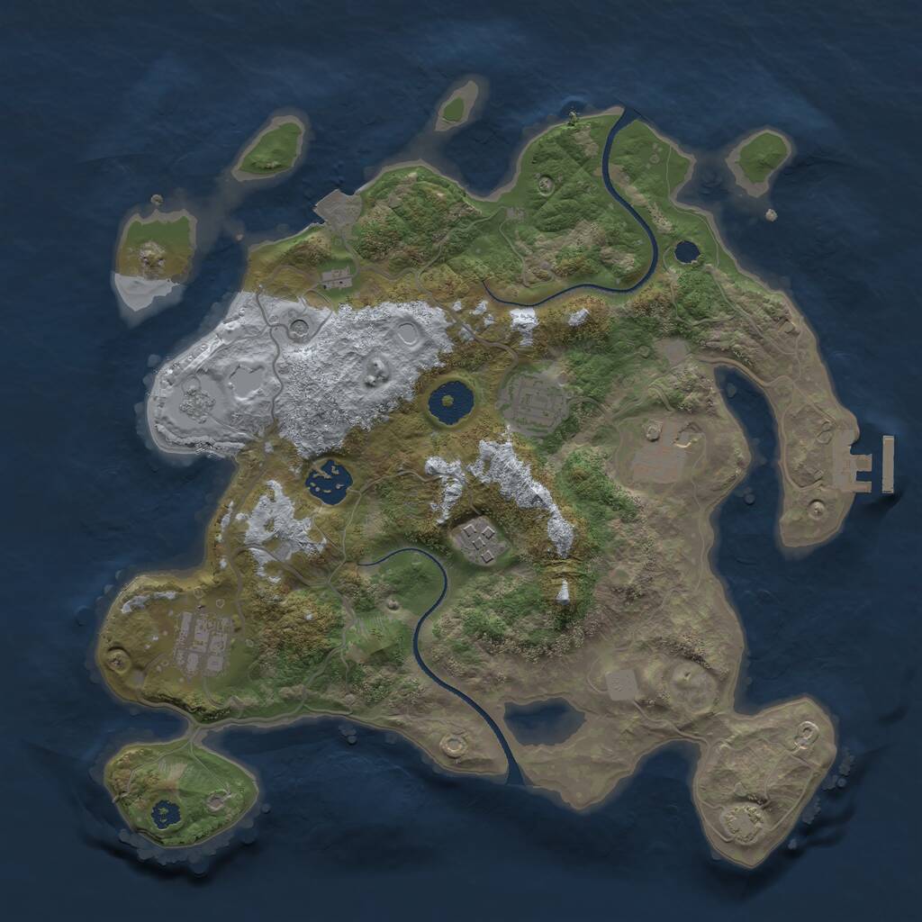 Rust Map: Procedural Map, Size: 3250, Seed: 53753, 10 Monuments