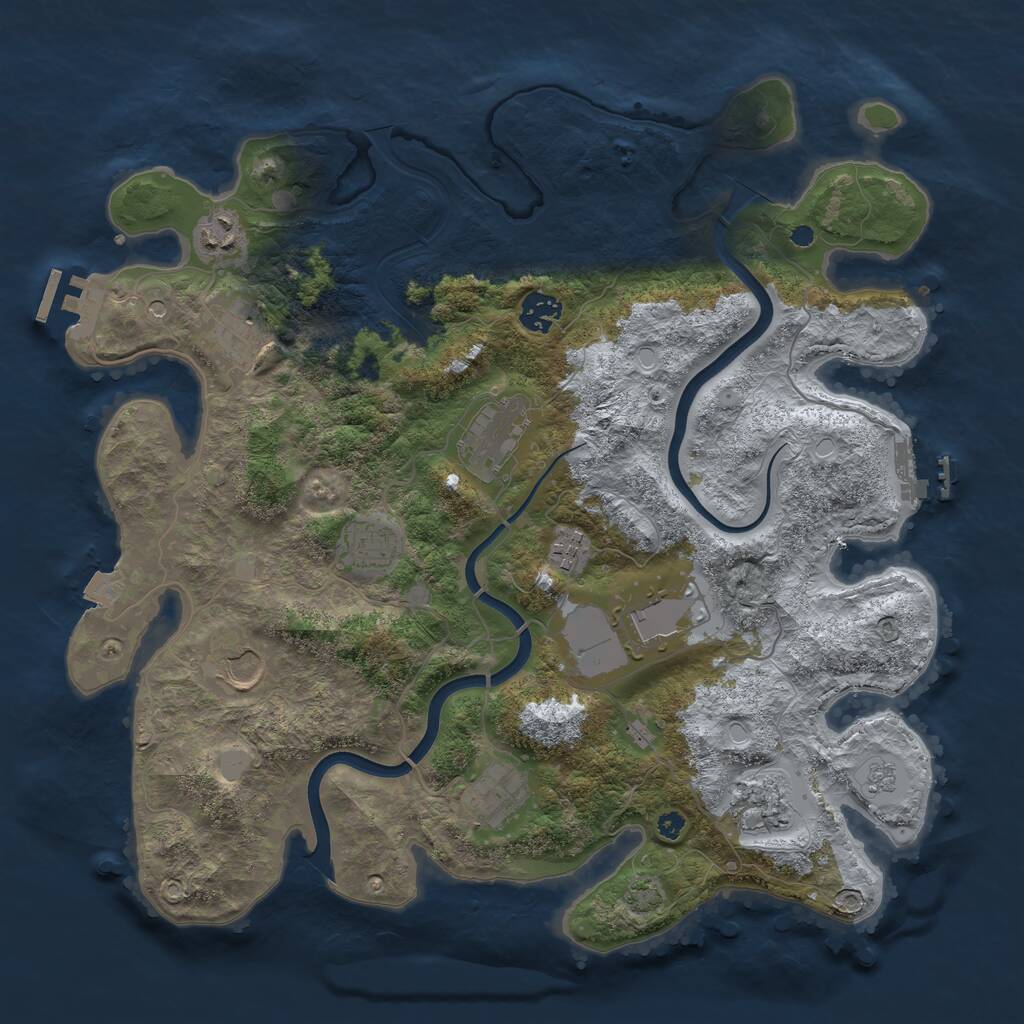 Rust Map: Procedural Map, Size: 3800, Seed: 303585166, 16 Monuments