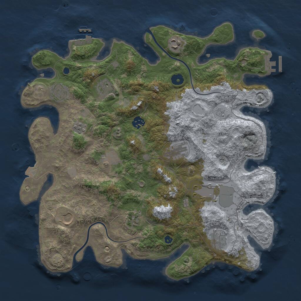 Rust Map: Procedural Map, Size: 3800, Seed: 303585166, 17 Monuments