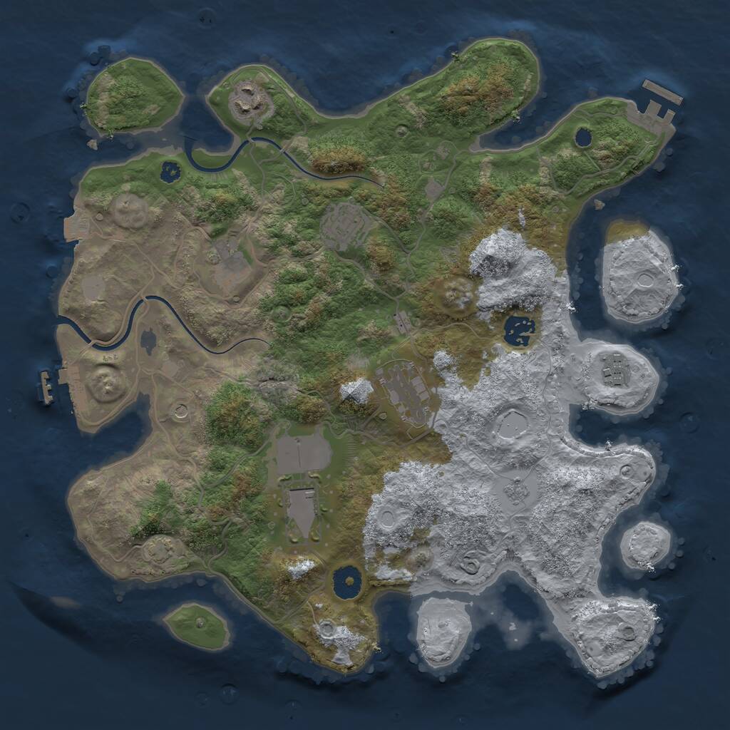 Rust Map: Procedural Map, Size: 3500, Seed: 540808465, 13 Monuments