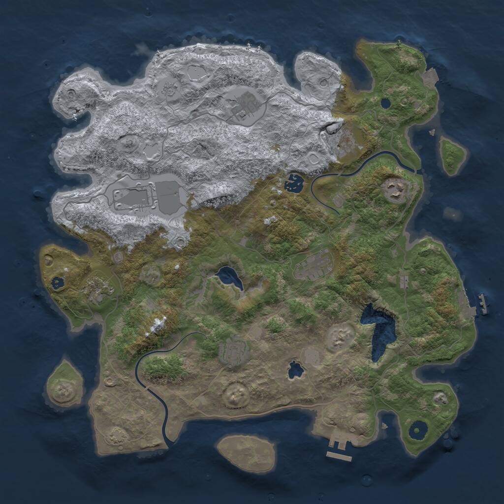 Rust Map: Procedural Map, Size: 4000, Seed: 480523457, 14 Monuments