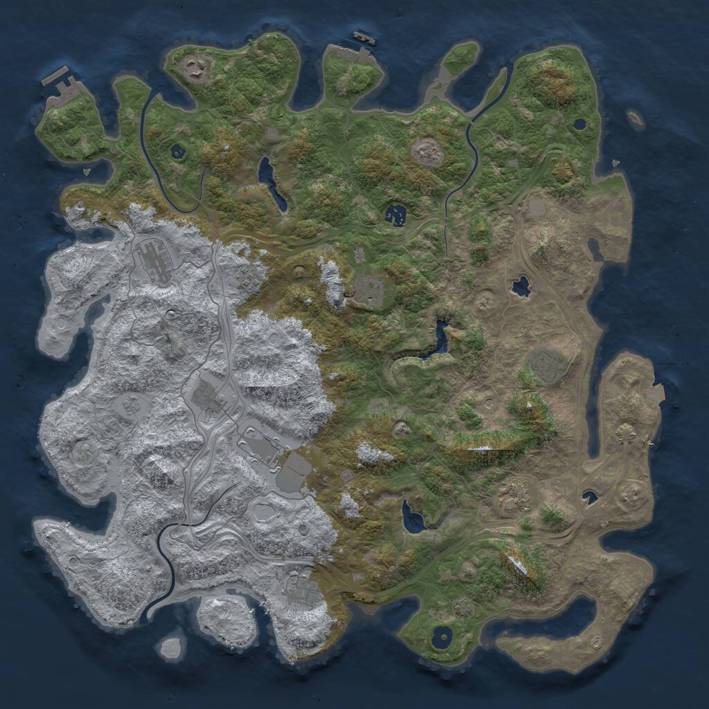 Rust Map: Procedural Map, Size: 4800, Seed: 665240400, 16 Monuments