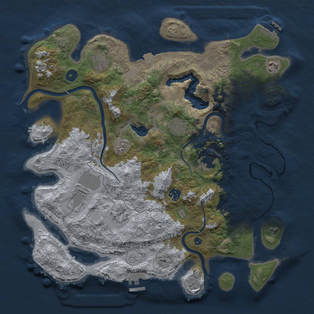 Rust Map: Procedural Map, Size: 4000, Seed: 56391, 14 Monuments