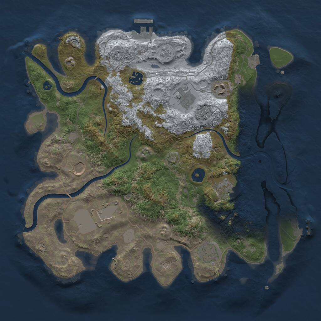 Rust Map: Procedural Map, Size: 3500, Seed: 150900974, 14 Monuments