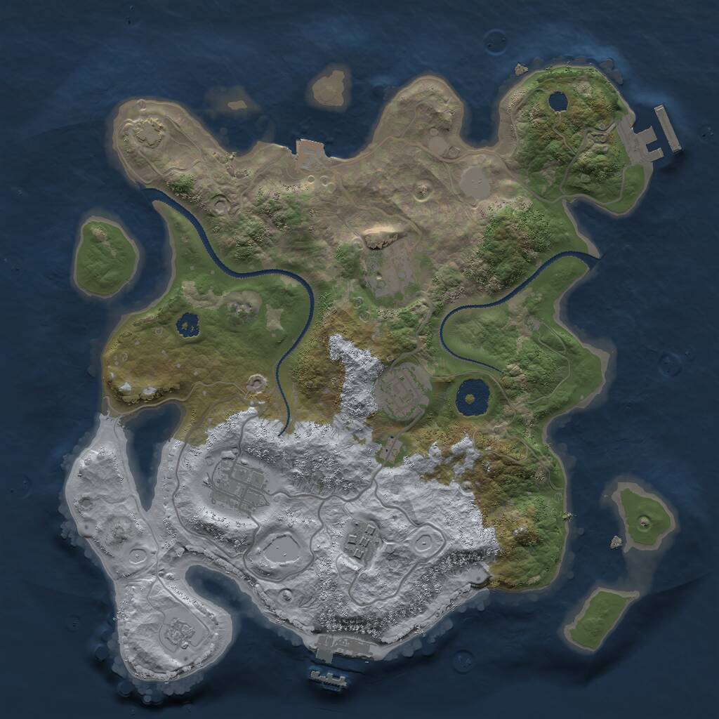 Rust Map: Procedural Map, Size: 3000, Seed: 402467698, 9 Monuments