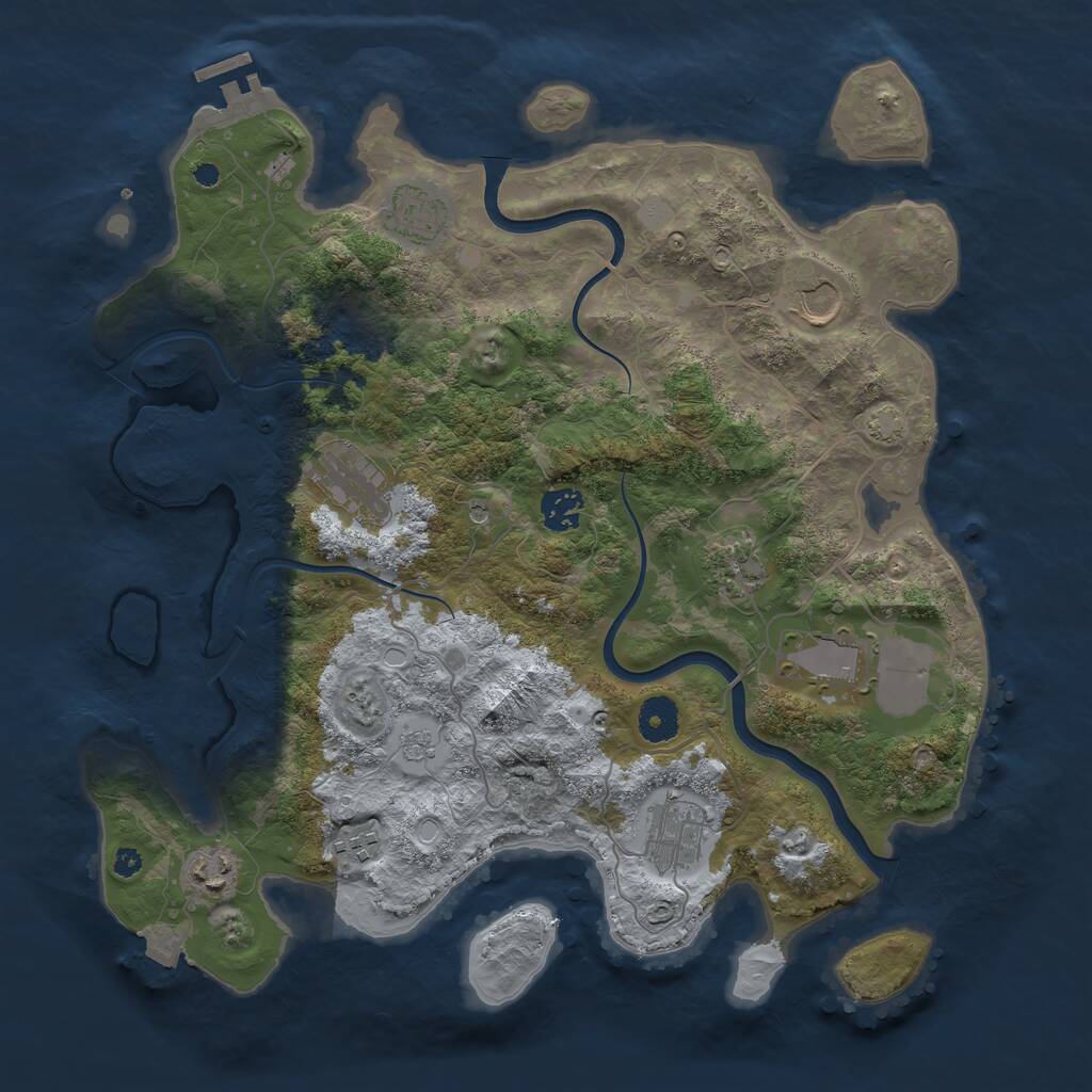 Rust Map: Procedural Map, Size: 3750, Seed: 1991338031, 14 Monuments