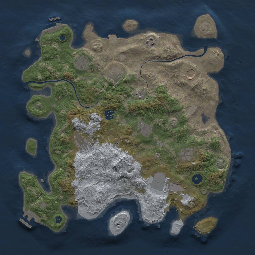 Rust Map: Procedural Map, Size: 3750, Seed: 1991338031, 16 Monuments