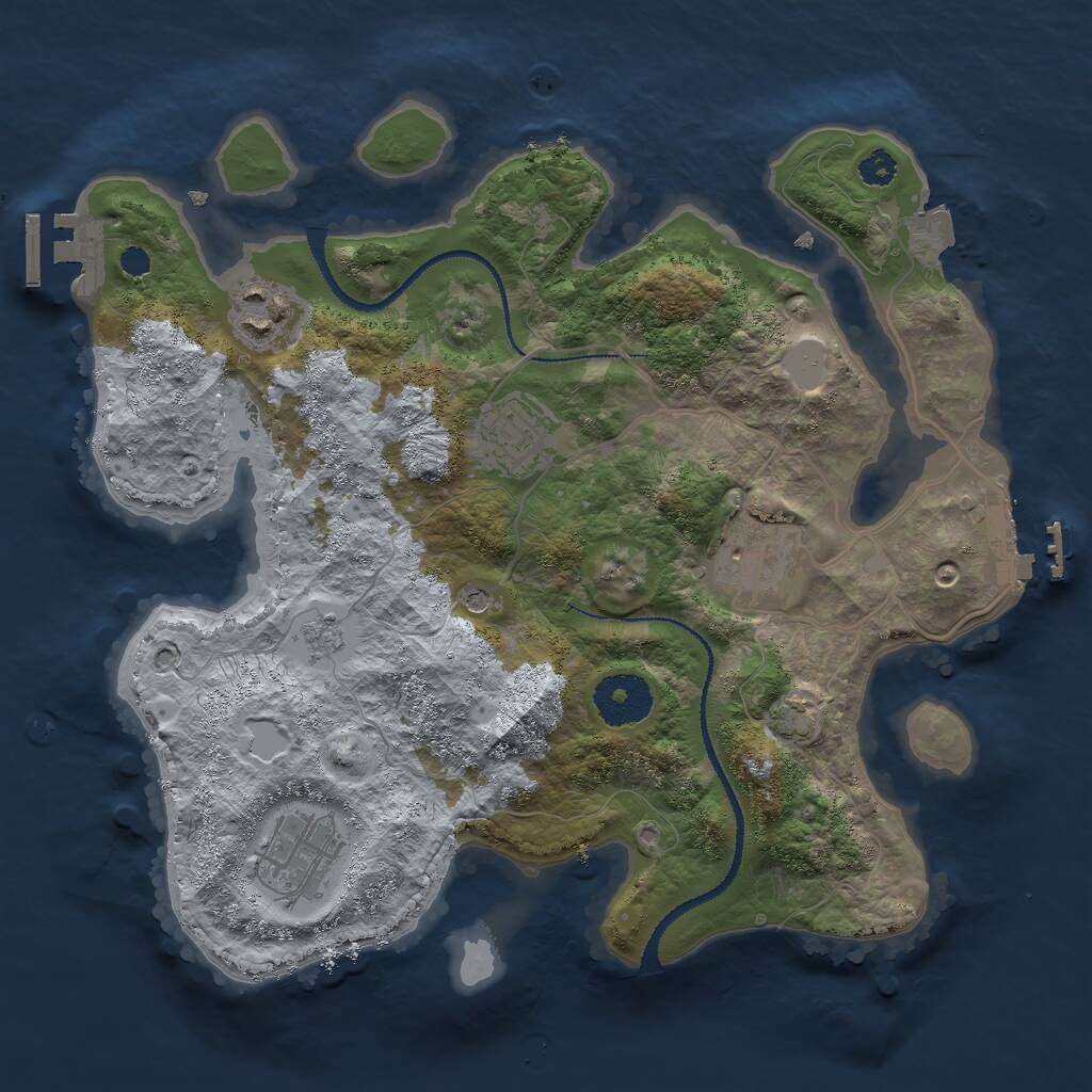 Rust Map: Procedural Map, Size: 3000, Seed: 1579314315, 10 Monuments