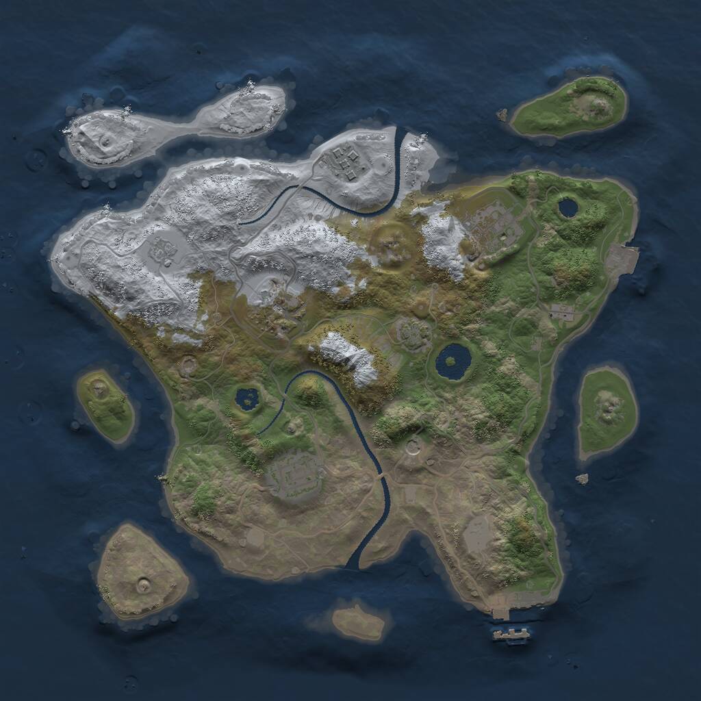 Rust Map: Procedural Map, Size: 3000, Seed: 20495, 9 Monuments