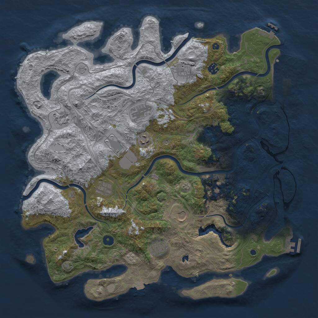 Rust Map: Procedural Map, Size: 4500, Seed: 1060321, 16 Monuments