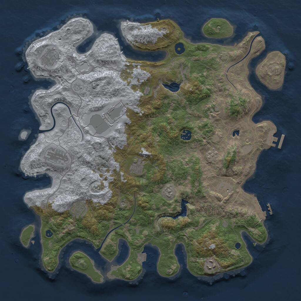 Rust Map: Procedural Map, Size: 4150, Seed: 923456743, 16 Monuments