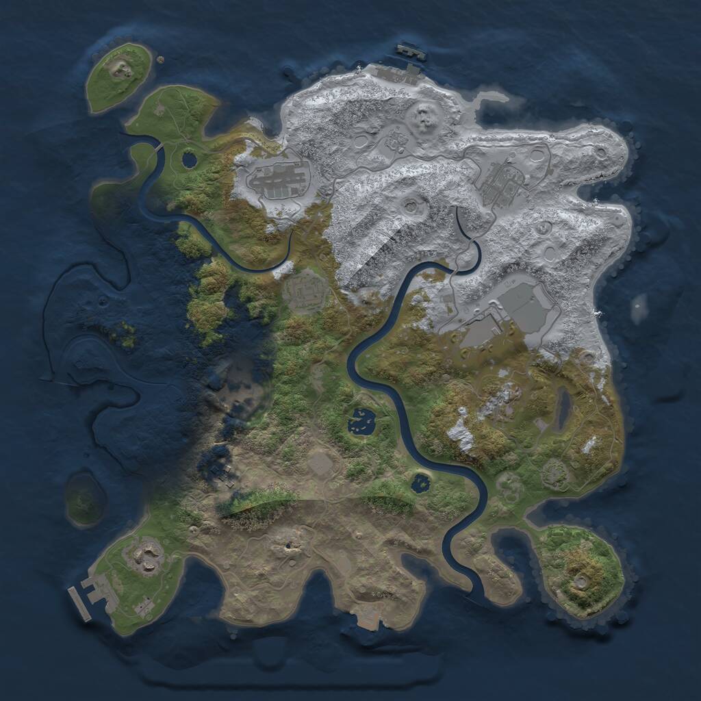 Rust Map: Procedural Map, Size: 3750, Seed: 1194217333, 15 Monuments