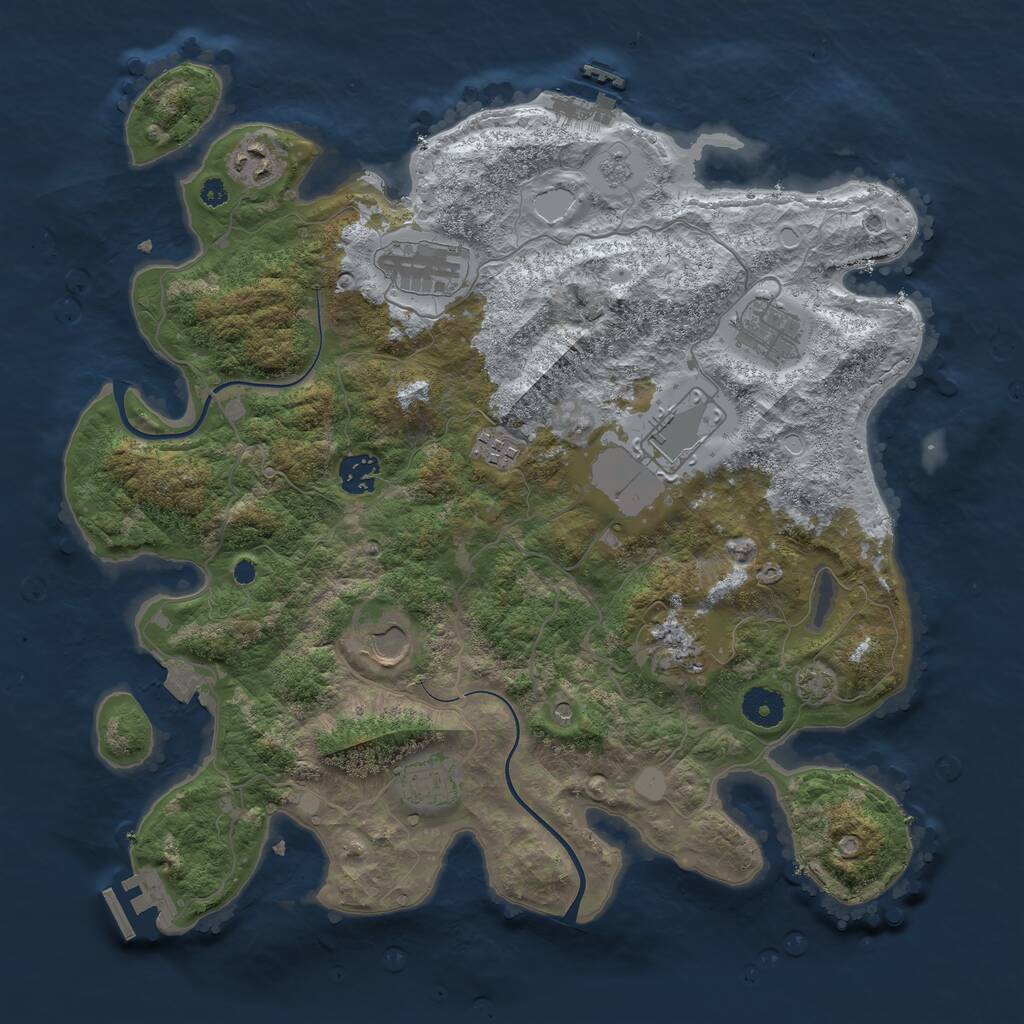 Rust Map: Procedural Map, Size: 3750, Seed: 1194217333, 15 Monuments