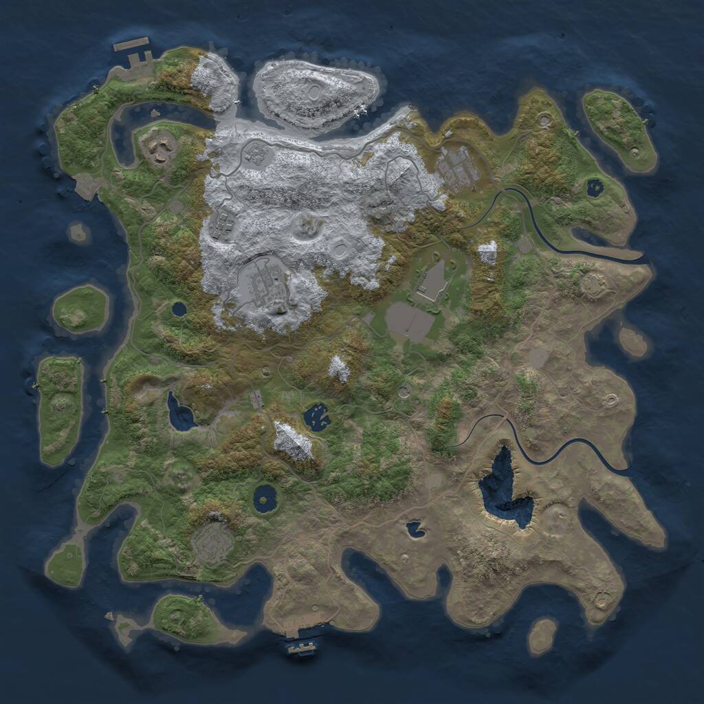 Rust Map: Procedural Map, Size: 4000, Seed: 734773819, 13 Monuments